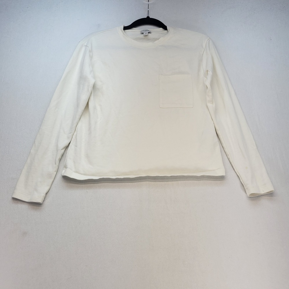 J.Crew Pocket Tee Women XXXS White Casual Long Sleeve 100% Cotton Top